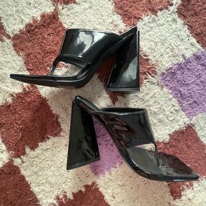 Fashion Nova Glossy Black Mules